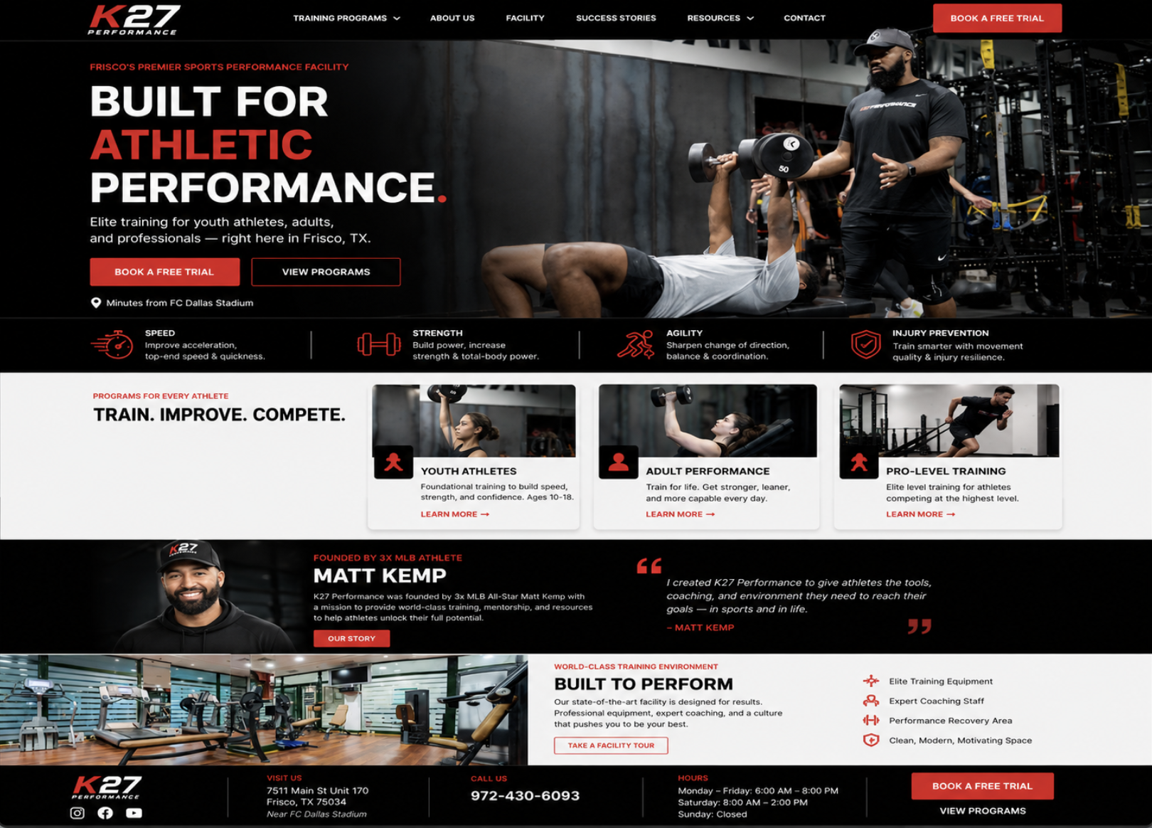K27 Performance website homepage screenshot